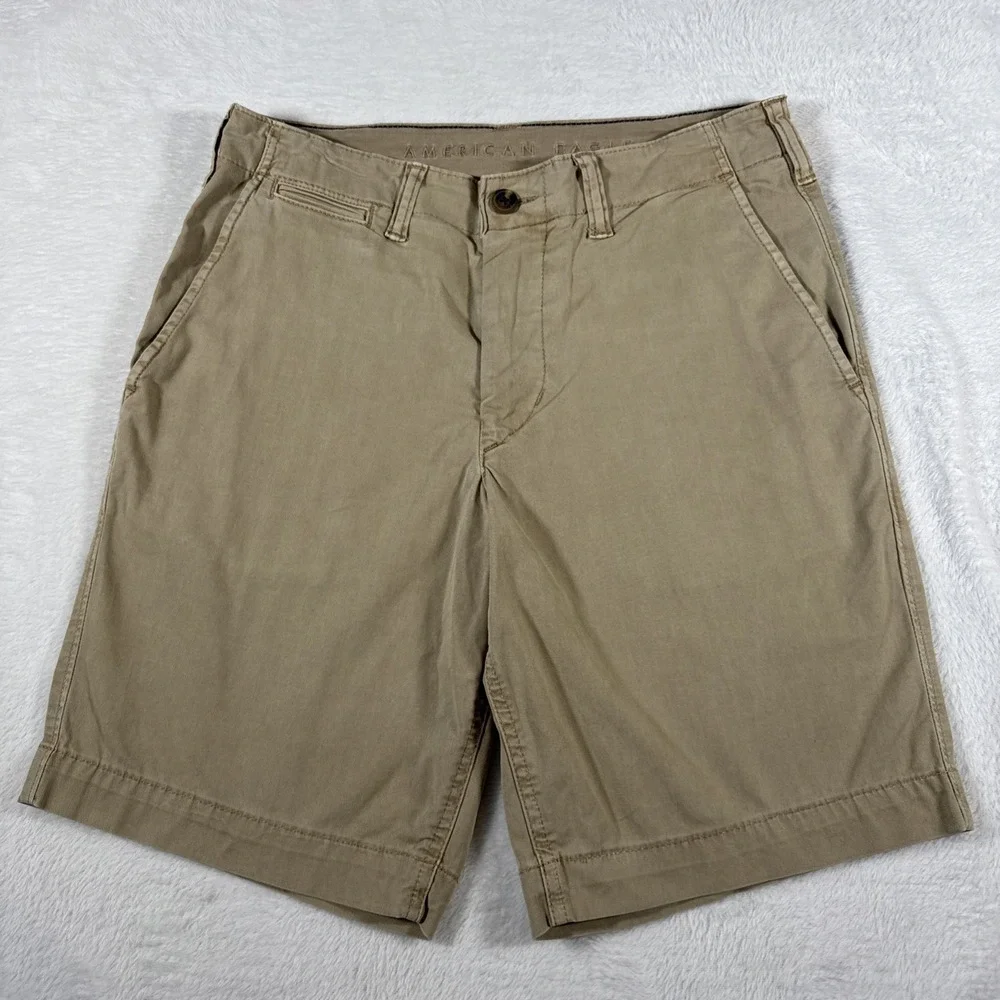 American Eagle Shorts Mens 30 Khaki Classic‎ NE(X)T Level Flex Casual Tan Cotton